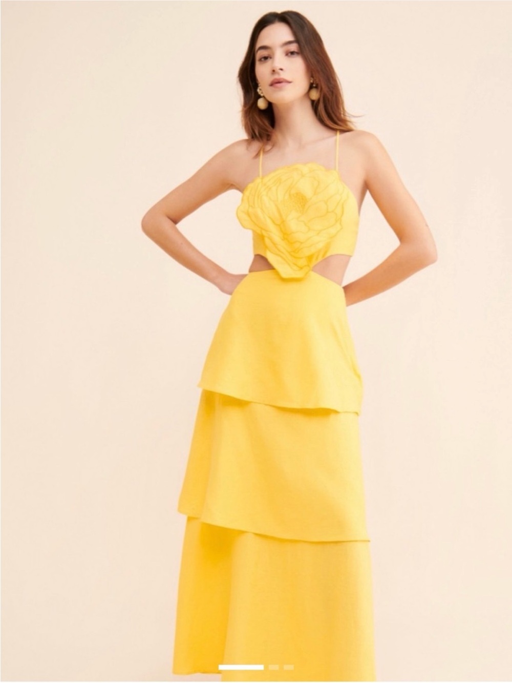 Farm Rio 3D Floral Tiered Midi Dress
